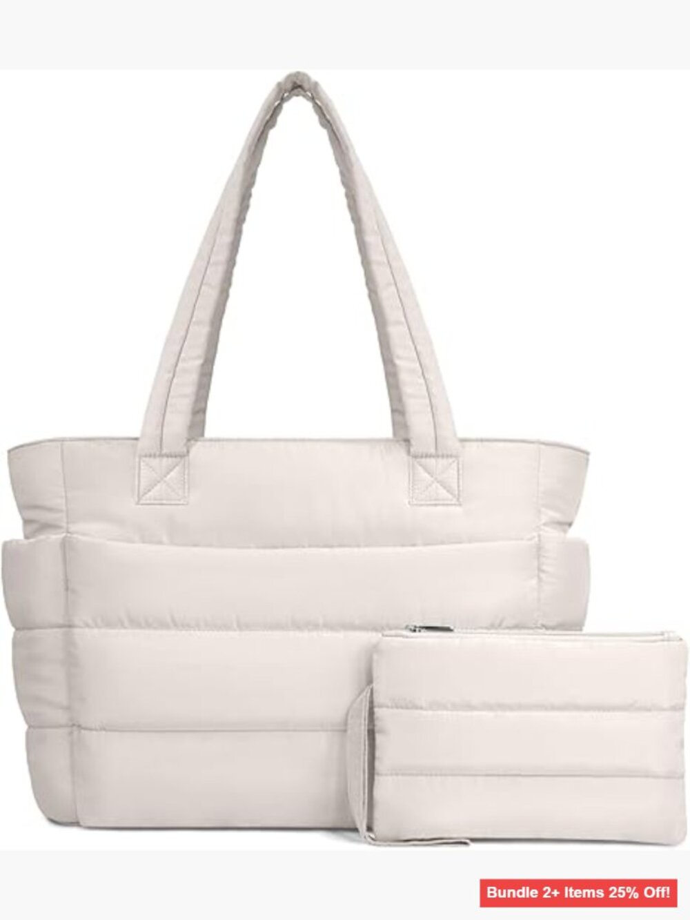 Lightweight Puffer Tote Bag with 9 Pockets, 15" Laptop Sleeve, Work Travel Gym